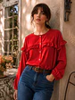 Blusa Roja Mujer con Vuelos Manga Larga - Miniatura 2
