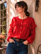 Blusa Roja Mujer con Vuelos Manga Larga - Miniatura 5