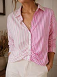 Blusa Rosada Mujer Rayas Asimétrico Fruncido Frontal - Miniatura 5