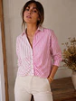 Blusa Rosada Mujer Rayas Asimétrico Fruncido Frontal - Miniatura 8
