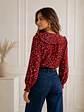 Blusa Animal Print Roja Mujer Manga Larga Cuello Vuelos - Miniatura 3