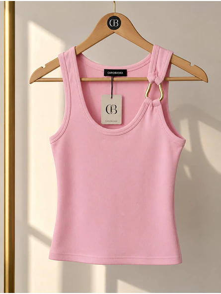 Top Rosado Mujer con Hebilla Dorada 6