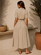 Vestido Midi Mujer Beige con Cinturón - Miniatura 4