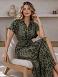 Vestido Camisero Animal Print Verde Mujer - Miniatura 1