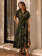 Vestido Camisero Animal Print Verde Mujer - Miniatura 6