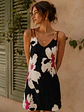 Vestido Mujer Negro con Estampado Floral - Miniatura 1