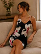 Vestido Mujer Negro con Estampado Floral - Miniatura 3