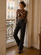 Polera Beatle Animal Print Mujer Cuello Alto Manga Larga - Miniatura 1