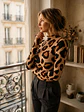Polera Beatle Animal Print Mujer Cuello Alto Manga Larga - Miniatura 3