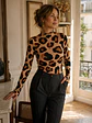 Polera Beatle Animal Print Mujer Cuello Alto Manga Larga - Miniatura 2