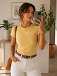 Polera Básica Mujer Amarilla Manga Corta - Miniatura 4