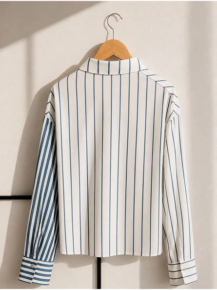 Blusa Rayas Azul Mujer Manga Larga  7