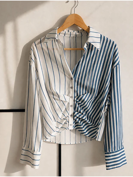 Blusa Rayas Azul Mujer Manga Larga  6