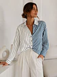 Blusa Rayas Azul Mujer Manga Larga  - Miniatura 1