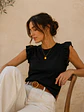 Polera Básica Mujer Negra de Rib con vuelos - Miniatura 5