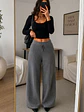 Pantalón Palazzo Gris Forrado Térmico Mujer - Miniatura 1