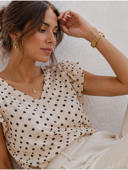 Blusa Lunares Escote V Vuelos Mujer 9