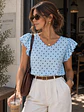 Blusa Lunares Escote V Vuelos Mujer - Miniatura 1