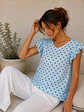 Blusa Lunares Escote V Vuelos Mujer - Miniatura 2