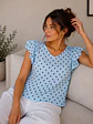 Blusa Lunares Escote V Vuelos Mujer - Miniatura 4