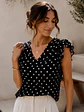 Blusa Lunares Escote V Vuelos Mujer - Miniatura 15