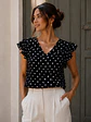 Blusa Lunares Escote V Vuelos Mujer - Miniatura 18
