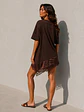 Polera Oversize Asimétrica Con Encaje Manga Corta Mujer - Miniatura 13