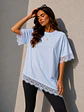  Polera Asimétrica Encaje en Mangas y Bajo Mujer - Miniatura 5