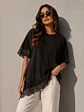  Polera Asimétrica Encaje en Mangas y Bajo Mujer - Miniatura 1