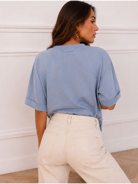 Polera Oversize Estampado Silueta con Perlas Mujer 10