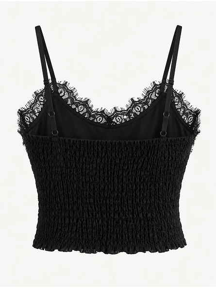 Top Bustier Encaje Negro Espalda Elástica Mujer 3