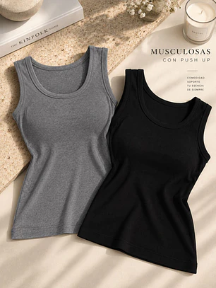 Polera Musculosa Push Up Incorporado Mujer