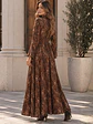 Vestido Animal Print Café Camisero Largo Mujer - Miniatura 3