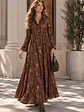 Vestido Animal Print Café Camisero Largo Mujer - Miniatura 1