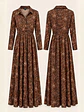 Vestido Animal Print Café Camisero Largo Mujer - Miniatura 5