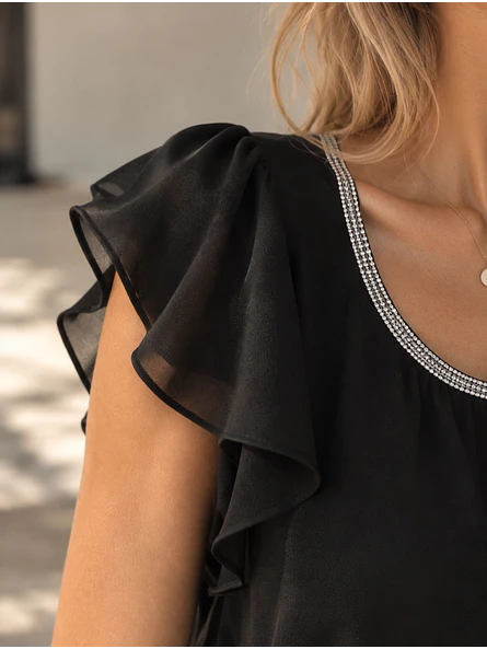 Vestido Negro Corto Fiesta Vuelos Mujer 6