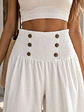 Pantalón Palazzo Tiro Alto Botones Dorados Mujer - Miniatura 2