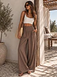 Pantalón Palazzo Tiro Alto Botones Dorados Mujer - Miniatura 8