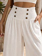 Pantalón Palazzo Tiro Alto Botones Dorados Mujer - Miniatura 3