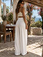 Pantalón Palazzo Tiro Alto Botones Dorados Mujer - Miniatura 4