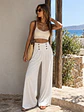 Pantalón Palazzo Tiro Alto Botones Dorados Mujer - Miniatura 1