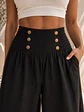 Pantalón Palazzo Tiro Alto Botones Dorados Mujer - Miniatura 13