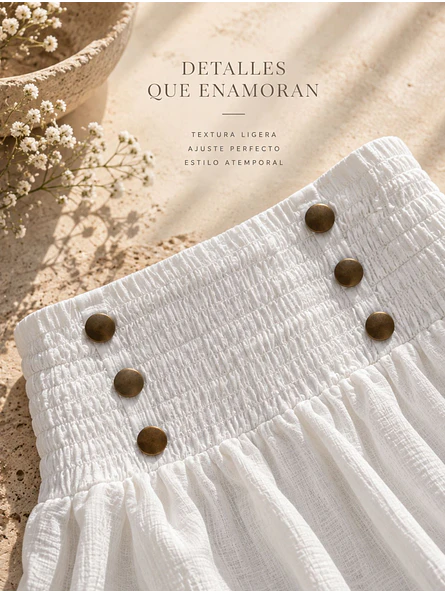 Pantalón Palazzo Tiro Alto Botones Dorados Mujer 5