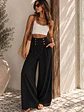 Pantalón Palazzo Tiro Alto Botones Dorados Mujer - Miniatura 12