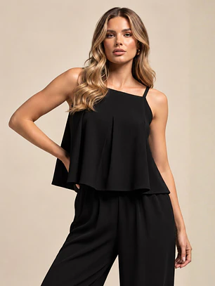 Conjunto Negro Tableado Palazzo Mujer