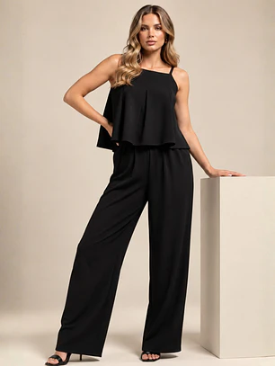 Conjunto Negro Tableado Palazzo Mujer