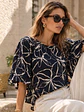 Polera Oversize Mujer Azul Floral Espalda Abierta - Miniatura 2