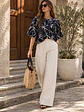 Polera Oversize Mujer Azul Floral Espalda Abierta - Miniatura 4