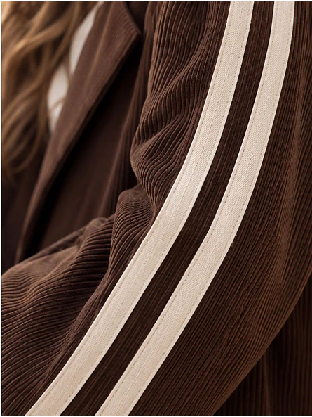 Chaqueta Blazer Cotelé Café con Capucha Desmontable 6