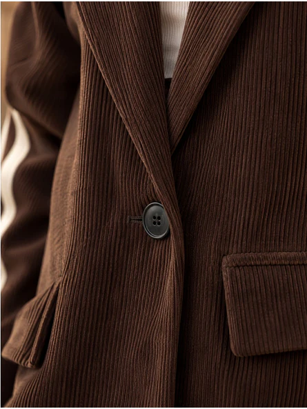  Chaqueta Blazer Cotelé Café con Capucha Desmontable 7
